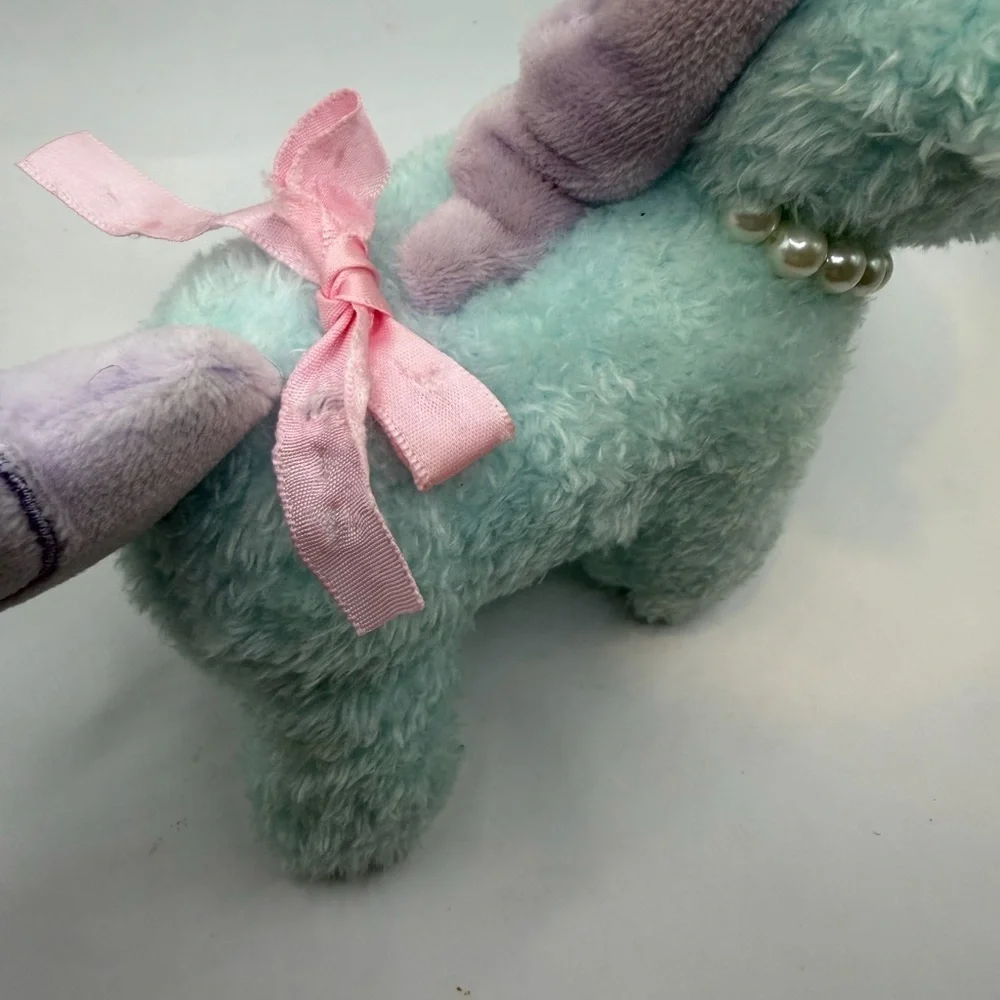 Plush Blue and Pink Unicorn Pearls Stuffed Animal YELL 5”